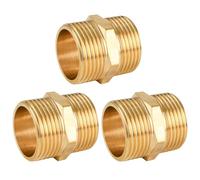 3 Pezzo Raccordo Filettato Doppio in Ottone 1", 1 Pollici Nipplo Doppio Filettatura Esterna su Entrambi i Lati, raccordo filettato AG/AG, Nipplo Doppio Filetto Esterno Ottone per Collegamento Tubo