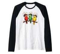 3 Piccoli Bravi Rastafari Uccelli Music Rasta Giamaica Maglia con Maniche Raglan