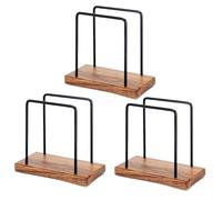 3-Piece Acacia Wood Iron Napkin Holder Set - Vertical Tabletop Napkin Stand Rustic Walnut Finish with Metal Wire Design Scatola di fazzoletti