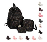 3 Piece Bow Backpack Set for Girls, Bow Backpack for Girls Aesthetic Large Capacity, School Bags for Girl, Cute Kawaii Handbag for School, Girls School Bag and Lunch Box Set (Bow Brown)