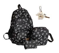 3 Piece Bow Backpack Set for Girls, Cute Kawaii Bow Backpack for Girls, Aesthetic Large Capacity School Bags for Girls, Girl School Bag and Lunch Box Set (Bow Black)