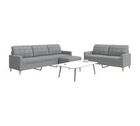 3-Piece Light Gray Fabric Sofa Set with Ottoman, Living Room Sectional Couch with Thick Padding, Modern Polyester Furniture for Small Spaces, Comfortable Seating for Family Gatherings and TV Watching