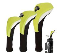 3-Piece Long-Neck Mesh Golf Club Head Covers - Breathable Waterproof Protector Set For Driver Fairway Wood Hybrid | Elastic Neoprene With Sponge Padding Prevents Dings & Scratches