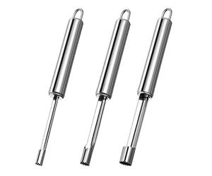 3 Pieces Fruit Corer Set Multifunctional Stainless Steel Apple Core Tool Set, Practical Apple Cutter with Hanging Ring, Core Removal, for Baked Apples and Other Silver
