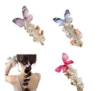 3 Pieces No Damage Soft Elastic Spiral Hair Ties- Soft Elastic Twisted Hair Wires for Women & Girls, Gentle Ponytail Holders for fixed Thin/Thick Hair, for Daily, Office, School (Butterfly)
