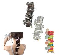 3 Pieces No Damage Soft Elastic Spiral Hair Ties- Soft Elastic Twisted Hair Wires for Women & Girls, Gentle Ponytail Holders for fixed Thin/Thick Hair, for Daily, Office, School (Beads)