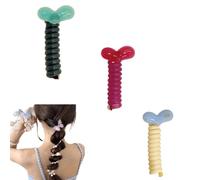 3 Pieces No Damage Soft Elastic Spiral Hair Ties- Soft Elastic Twisted Hair Wires for Women & Girls, Gentle Ponytail Holders for fixed Thin/Thick Hair, for Daily, Office, School (Love)