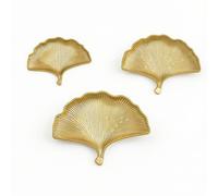 3 Pieces Set di 3 Vassoi Foglia Ginkgo Rigato Set Tre Vassoi Basso