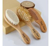 3 Pieces Spazzola Neonato Legno Personalizzato,Spazzole E Pettini Set,personalizzata Con Nome Spazzola Neonato 0 Mesi,crosta Lattea Neonato,spazzola Setole Morbide,regalo Personalizzato Neonato