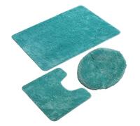 3 Pieces Toilet Three-Piece Non-Slip Mat Bathroom Absorbent Set Carpet Solid Color Microfiber Bath Rug Per Bagno(Color 1)