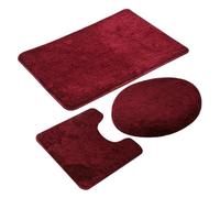 3 Pieces Toilet Three-Piece Non-Slip Mat Bathroom Absorbent Set Carpet Solid Color Microfiber Bath Rug Per Bagno(Color 3)