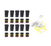 3 Pin Weather - Protected Electrical Connector | 10 Set Kit for Car/Motorcycle/Boat Wiring | 16 AWG Wire Gauge, ABS & Silicone Material