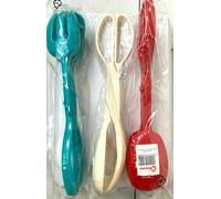 3 PINZA A FORBICE PER INSALATA IN PLASTICA VARI COLORI METALTEX CUCINA ALIMENTI