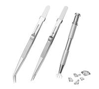 3 pinzette con punta di gemma, strumenti per piercing per gioielli, in acciaio inox, pinzette per gioielli, perline
