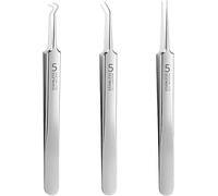3 pinzette professionali per la rimozione dei punti neri facciali in argento, pinzette professionali per la rimozione di punti neri, estrattore di precisione, kit per la rimozione di brufoli e