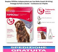 3 Pipette Antiparassitario per Cane Taglia Grande 40-60Kg per Pulci E Zecche