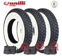 3 PNEUMATICI FASCIA BIANCA GOMMA UNILLI 3.00-10 + CAMERA VESPA 50 R