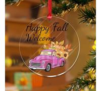 3 pollici Acrilico Ornamenti di Natale 2025 Felice Autunno Zucca Foglia Camion Ornamenti di Natale Personalizzati Pallina Decorazione Vacanza Corone Autunno Ringraziamento Ricordo Trasparente Disco