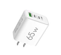 3 Port USB Wall Charger - 65W Multi-Port USB Charging Block, 3 Port USB Charger | Compact USB Wall Plug for Most Smartphones and Tablets, 1 USB+2 PD Ports, Travel Accessory