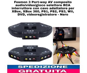 3 Port-way AV composito audio/video/gioco selettore RCA interruttore con Cavo
