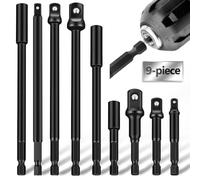 3 Porta Inserti per Avvitatore (Portainserti Magnetico 15/10/6 cm) e 6 Adattatori Bussole (Albero Hex 1/4 a Quadro 1/4 3/8 1/2) per Avvitatore Elettrici Trapano Colpo ecc Mobili Assistenza Auto DIY