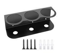 3 portabottiglie spray, in metallo, montaggio a parete, con hardware, organizer per stoccaggio in acciaio verniciato a polvere, solido supporto per bombolette spray per garage e casa, nero, 3 fori