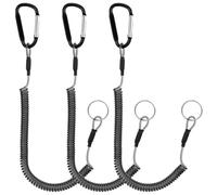 3 portachiavi a spirale, elastico per esterni, cavo a spirale con clip, portachiavi con moschettone, per attività all'aperto, pesca, barca