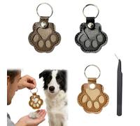 3 Portachiavi Commemorativi a Forma di Gatto e Cane in Pelle PU, con Zampetta e Custodia per Pelo di Animale, Ciondoli Graziosi per Borsa o Zaino, Ricordo per Animali Domestici