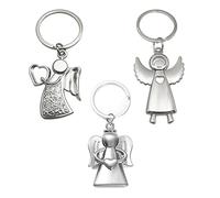 3 portachiavi con angelo custode, ciondolo a forma di angelo per chiavi auto, uomo e donna, argento lucido come talismano auto, partner e bambini (argento), 34 x 85 mm, E8-188, 34*85mm, Zinco