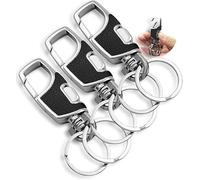 3 portachiavi resistenti, confezione da 3 portachiavi per auto con 2 anelli portachiavi in metallo con moschettone, per uomini e donne, nero, A-3 pezzi., Taglia unica