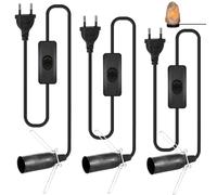 3 portalampada E14 con interruttore, 230 V, 60 W, attacco per lampada di sale con cavo di alimentazione da 1,8 m, anello a vite, spina europea, base per lampada, camera da letto, soggiorno, cameretta