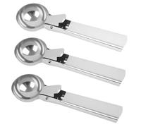 3 porzionatori per gelato 19 x 5,5 x 3 cm, in acciaio inox, con grilletto, cucchiaio per ghiaccio, design durevole, ideale per gelato, pasta per biscotti, frullati, argento