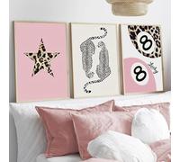 3 poster decorativo da parete leopardo palla da biliardo 8 stelle rosa tavolo camera da letto adolescente ragazza moderna leopardo poster da parete pop art stampa su tela decorazione camera