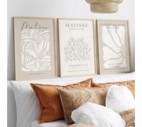 3 Poster Matisse Beige 30 x 40 cm Poster Arte Astratta Quadro Decorazione Murale Soggiorno Tela Moderna Design Soggiorno Tabella Matisse Beige Poster Astratto Moderno Poster Bagno WC senza Cornice