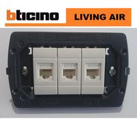 3 presa di rete dati rj45 cat6 bticino living AIR bianco con supporto e viti