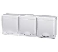 3 prese da parete IP44, 16 A/250 V, Schuko, da incasso, per ambienti umidi
