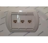 3 prese di rete rj45 cat6 con supporto 3P universale colore bianco Fanton 23952
