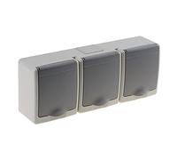 3 prese, montaggio a parete, colore grigio, per ambienti umidi, IP44, 16A, 250 V