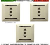 3 PULSANTI RADIO FR 433,92 MHZ A PARETE PER CENTRALE TAPPARELLA APRE STOP CHIUDE