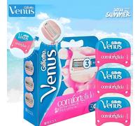3 pz/1 confezione Lame di ricambio per rasoio da donna Gillette Venus Comfort Glide White Tea, a 3 strati, per una rasatura liscia adatta a tutti i tipi di pelle rosso,Aloe Vera 2 lame,Aloe Vera 1 Por