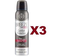 3 PZ BREEZE MEN COMFORT PROTECTION DEO CONTROL 48H DEODORANTE SPRAY 150ML