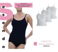 3 PZ Canotta Cotone Elasticizzato caracò top t-shirt maglia B4100 (MOD. LIABEL)