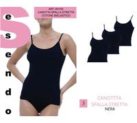 3 PZ Canotta Cotone Elasticizzato caracò top t-shirt maglia B4100 (MOD. LIABEL)