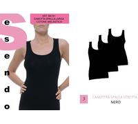 3 PZ Canotta Cotone Elasticizzato caracò top t-shirt maglia B4101 (MOD. LIABEL)