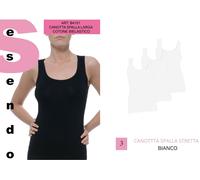 3 PZ Canotta Cotone Elasticizzato caracò top t-shirt maglia B4101 (MOD. LIABEL)