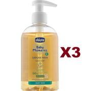 3 PZ CHICCO BABY MOMENTS SAPONE LIQUIDO MANI CON TE' VERDE 250ML