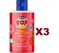 3 PZ CHICCO BAGNODOCCIA STRAWBERRY CANDY BUBBLY BODY WASH VEGAN 300ML