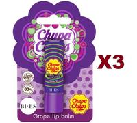3 PZ CHUPA CHUPS GRAPE LIP BALM UVA STICK BALSAMO LABBRA VEGAN 4g