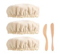 3 Pz Copri Barattoli Stoffa con 2 Raschietti, Coperchio in Tessuto per la Fermentazione del Pane Kit per Barattoli di Lievito Madre per Bocca Della Tazza da 20 cm di Diametro