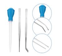 3 pz Coral Long Feeder e pinzette per acquari dritte e curve in acciaio